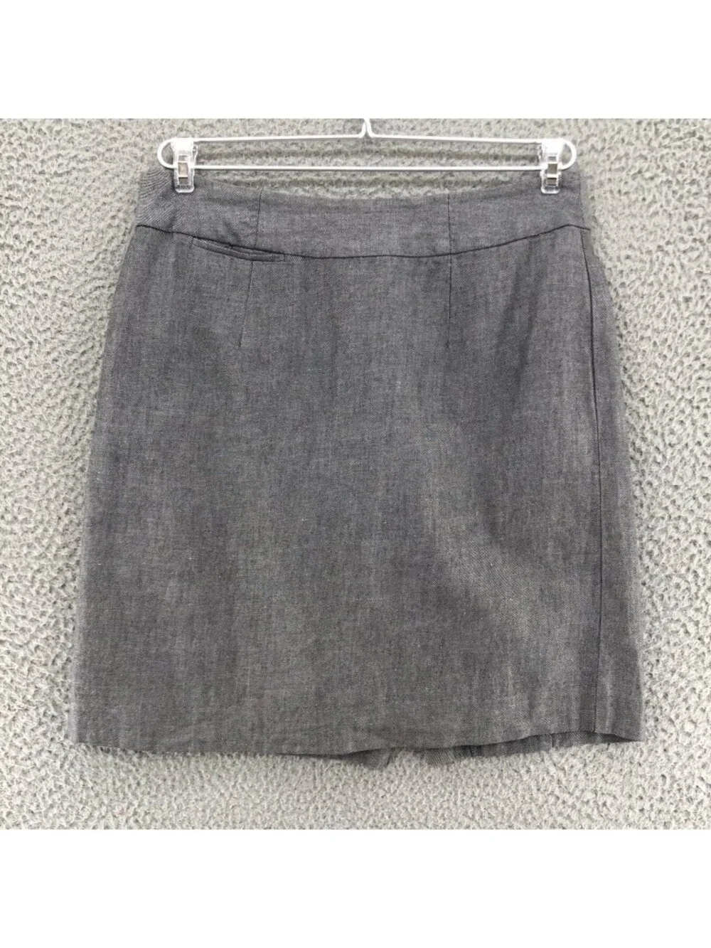 Banana Republic Skirt Womens 4 Gray Linen Cotton Blend Pencil Coin Pocket Career